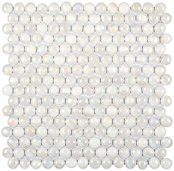 White Penny Round Pebbles Glass Interlocking | Casabella Flooring ...